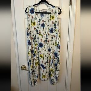 Italian Floral Linen Dress sz L